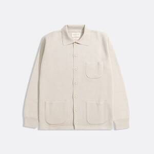 NEW FAR AFIELD men's station button front cardigan in beige